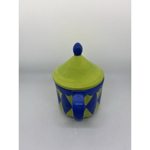 Vintage Chaleur Porcelain Green Blue Striped Tea Pot Sillyware by Delia Heling - Picture 3 of 7